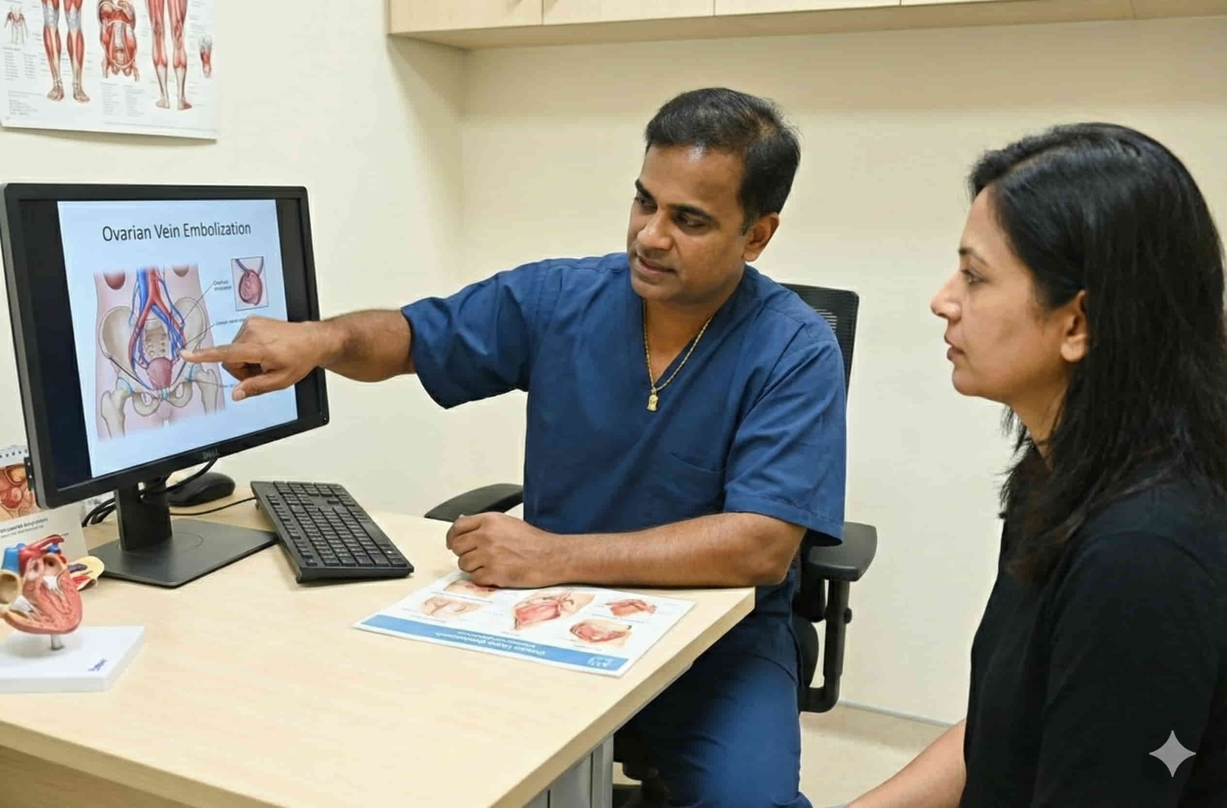 IR4ubyRam-DR Ram Kishore Gujarala Interventional Radiologist in India Hyderabad Chennai explaining Ovarian Vein Embolization(1)