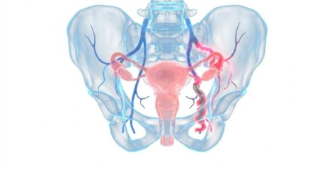 Ovarian Vein Embolization (OVE) procedure for Pelvic Congestion Syndrome treatment in Hyderabad, showing the interventional radiology approach to vein closure.