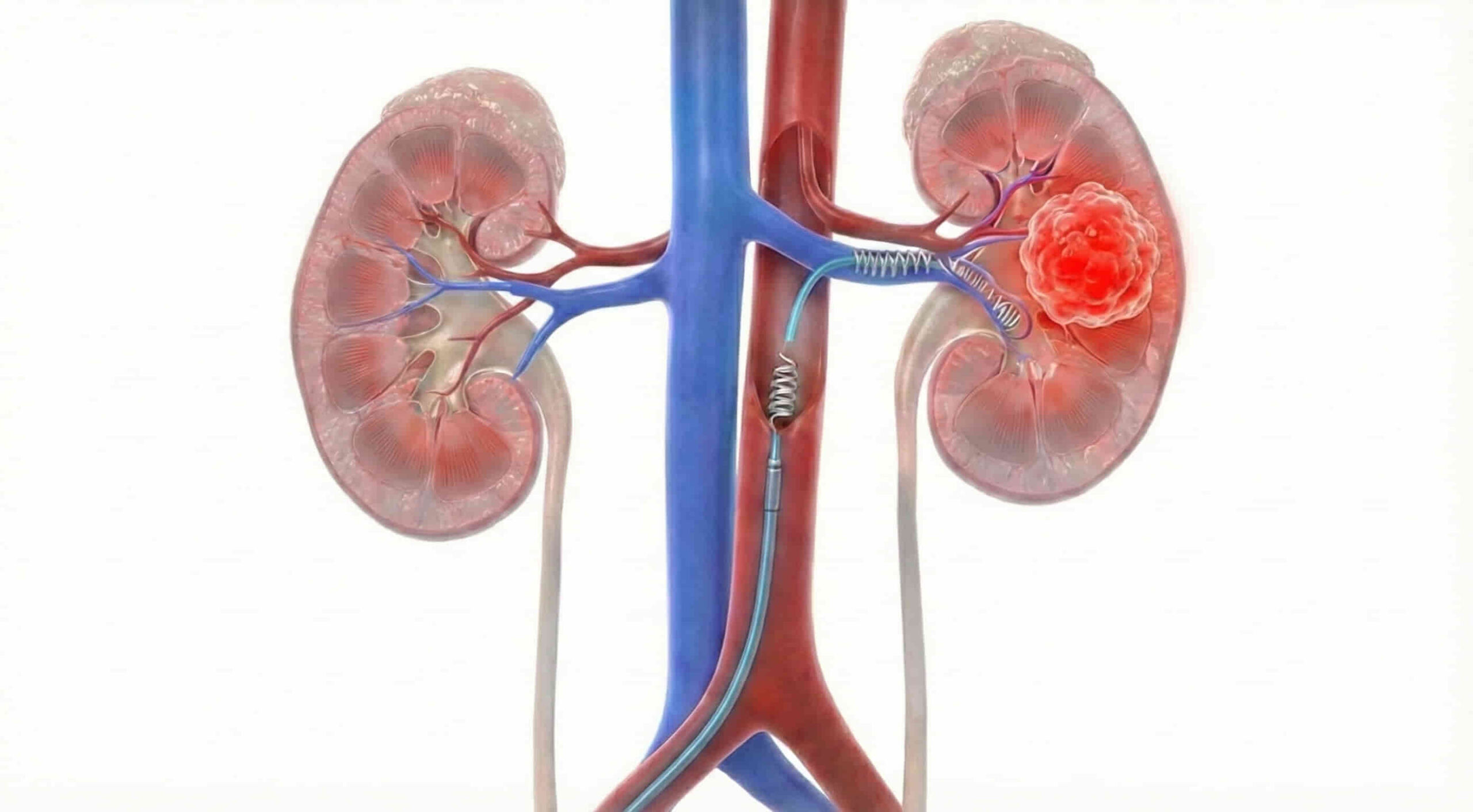 Dr. Ram Kishore Gurajala performing a preoperative renal artery embolization in Hyderabad to reduce blood flow to a kidney tumor before surgery.