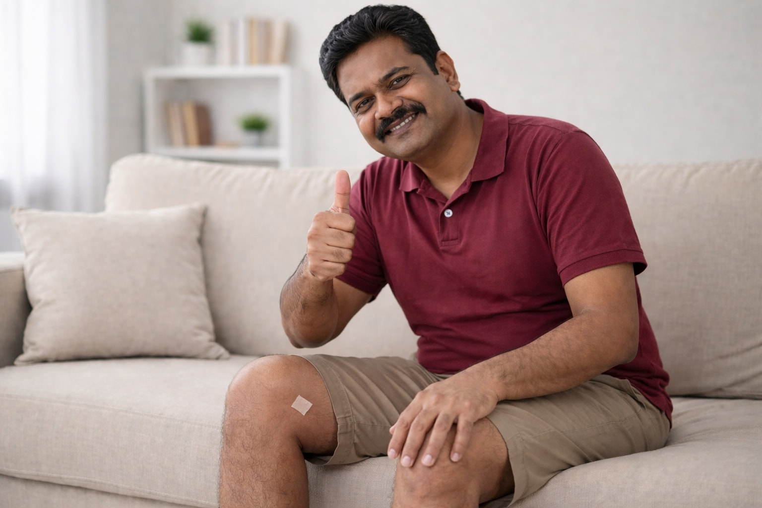 A recovered patient after GAE treatment for failed knee replacement surgery pain with Dr. Ram Kishore at IR4U By Ram, Hyderabad.