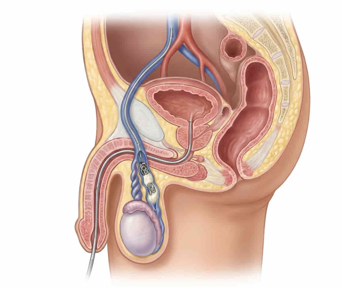 Dr. Ram Kishore Gurajala using advanced imaging to guide a varicocele embolization procedure at IR4U By Ram, Hyderabad—the gold standard for non-surgical male fertility treatment.