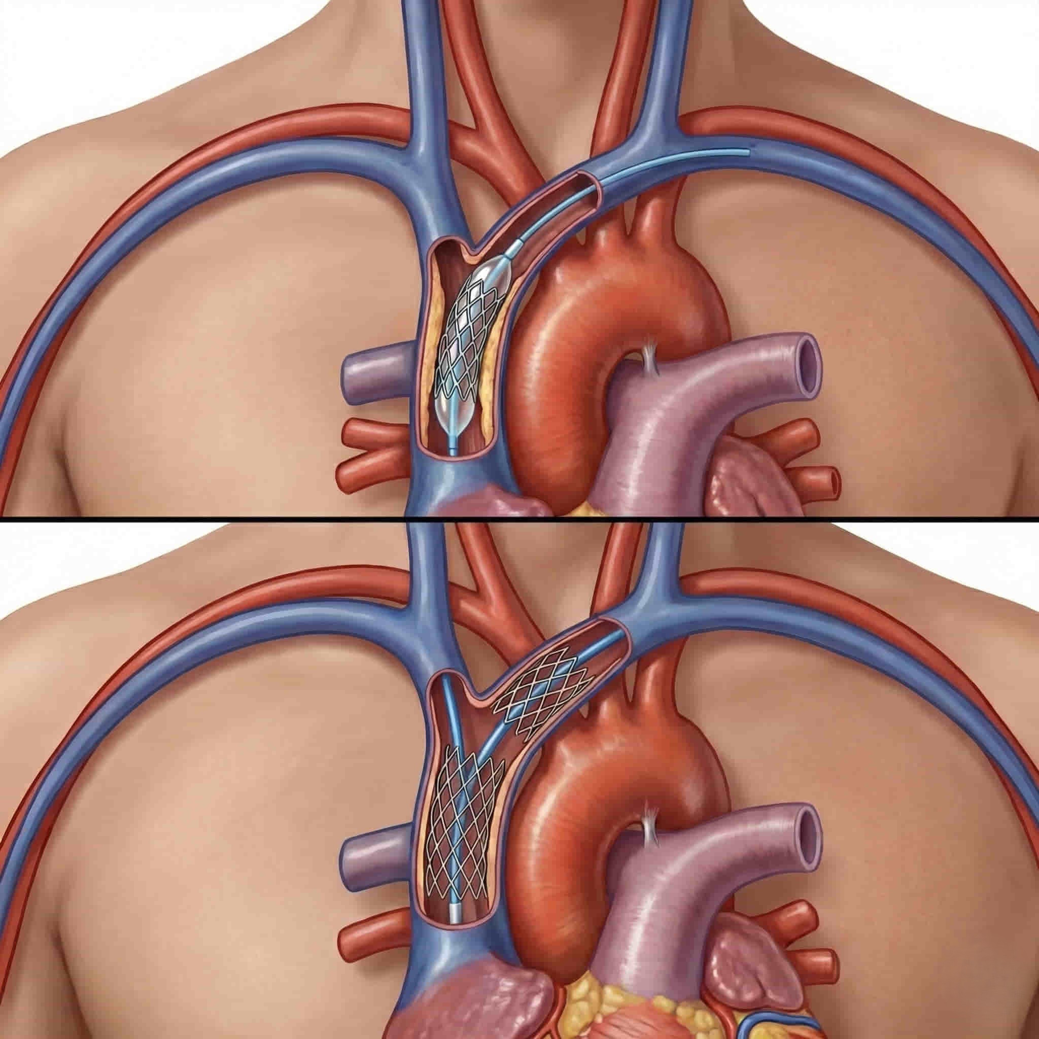 Central vein recanalization procedure in Hyderabad by Dr Ram Kishore Gujarala for dialysis-related central venous stenosis, highlighting the treatment for arm swelling and venous hypertension