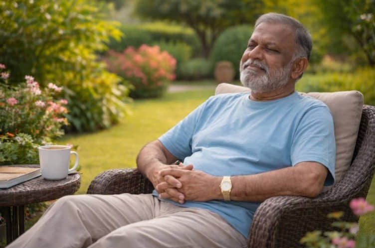 A patient celebrating his recovery from renal cancer after a successful preoperative embolization performed by Dr. Ram Kishore Gurajala in Hyderabad.