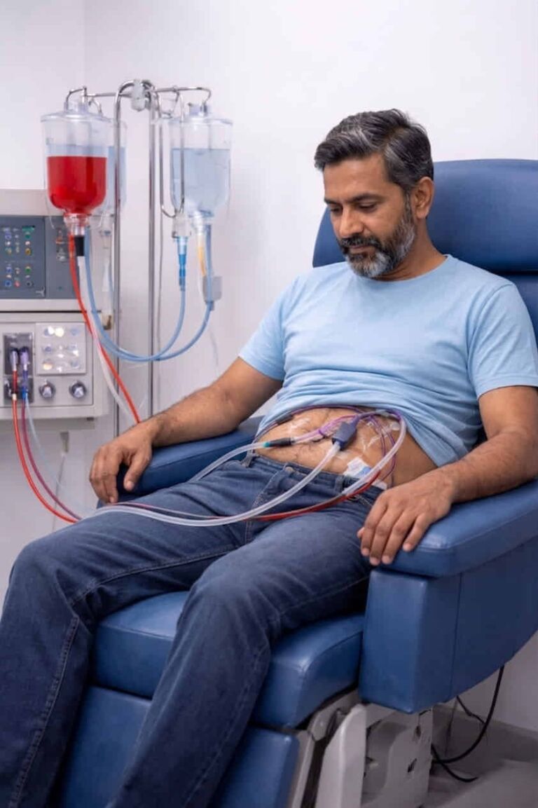 An indian getting treated transhepatic venous catheter at hyderabad