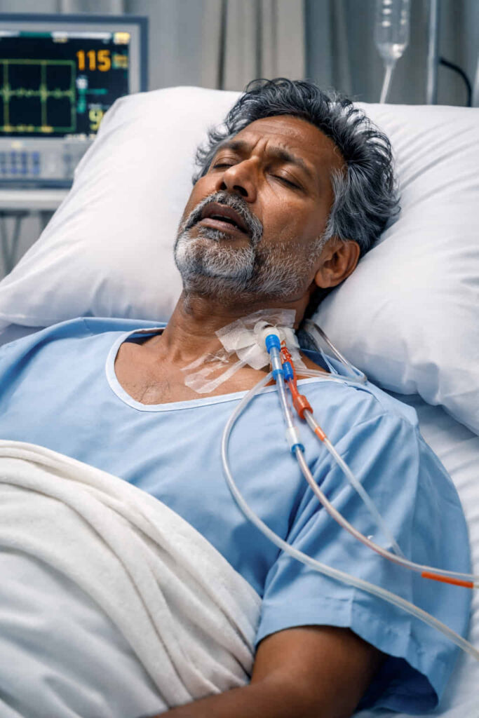 A person is suffering from extreme central venous access