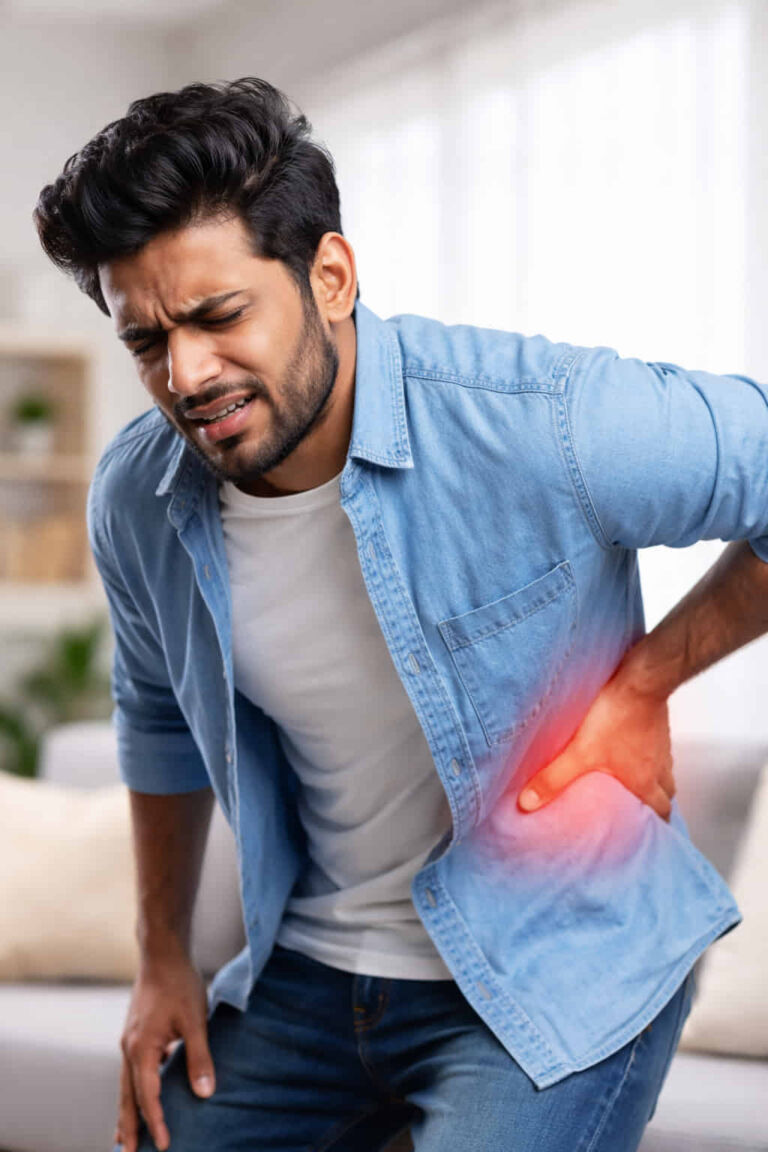 A man suffering from kidney pain